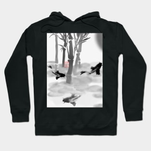 sumi-e bamboo and chinese koi carp Hoodie